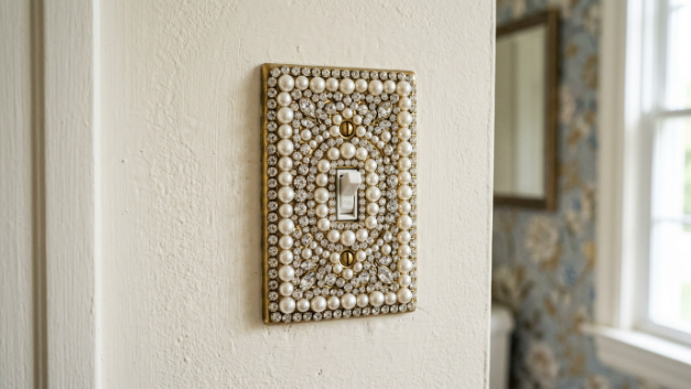 Pearl and Crystal Light Switch Cover